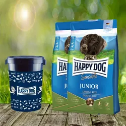 Happy Dog Sensible Junior Lamm & Reis 2 x 10 kg + Happy Dog Futtertonne 43 Liter *geschenkt*