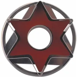 Städter Linzer-Ausstecher mit Auswerfer Stern, Ausstechform, Plätzchenform, Keks, Plätzchen, Zerlegbar, Edelstahl, Ø 4.8 cm, 966322