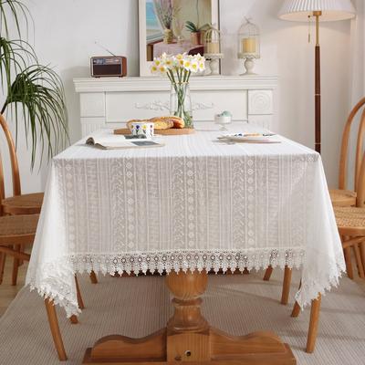 Enova Home High Quality Rectangle Cotton Washable Tablecloth Stripe with Tassel for Home Party Wedding Dining Christmas