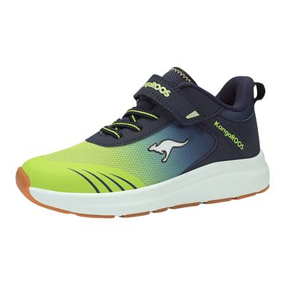 Sneaker KANGAROOS "KB-RIDA EV", Mädchen, Gr. 30, Textil, bunt (dk navy, lime), Synthetik, Textil, Schuhe Sneaker, Nicht abfärbende Sohle