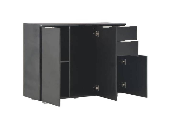 Noir Commode Salon CHIC Buffet bas/Cabinet 1 PC Noir brillant 107x35x80 5 cm N12233