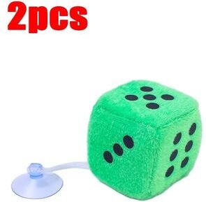 Uplift Essentials Classic Plush Velvet Hanging Car Dices green