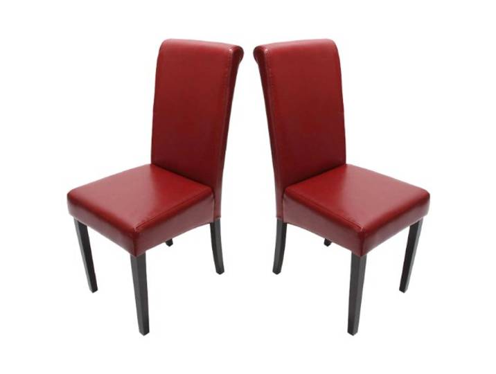 CHEFGASTRO 2er-Set Esszimmerstuhl Stuhl Küchenstuhl HxBxT 99x41x60cm Sitzhöhe 47cm Leder Rot dunkle Beine