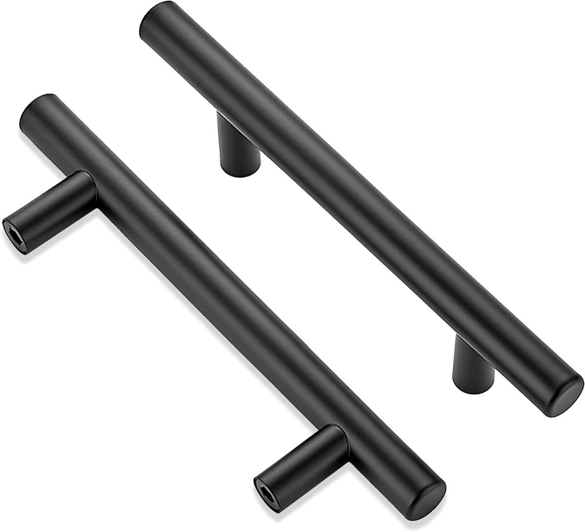Keukenkast Handgrepen - Lades Trekkers - Mat Zwart Staal - 128mm Hart-op-Hart - Zwart