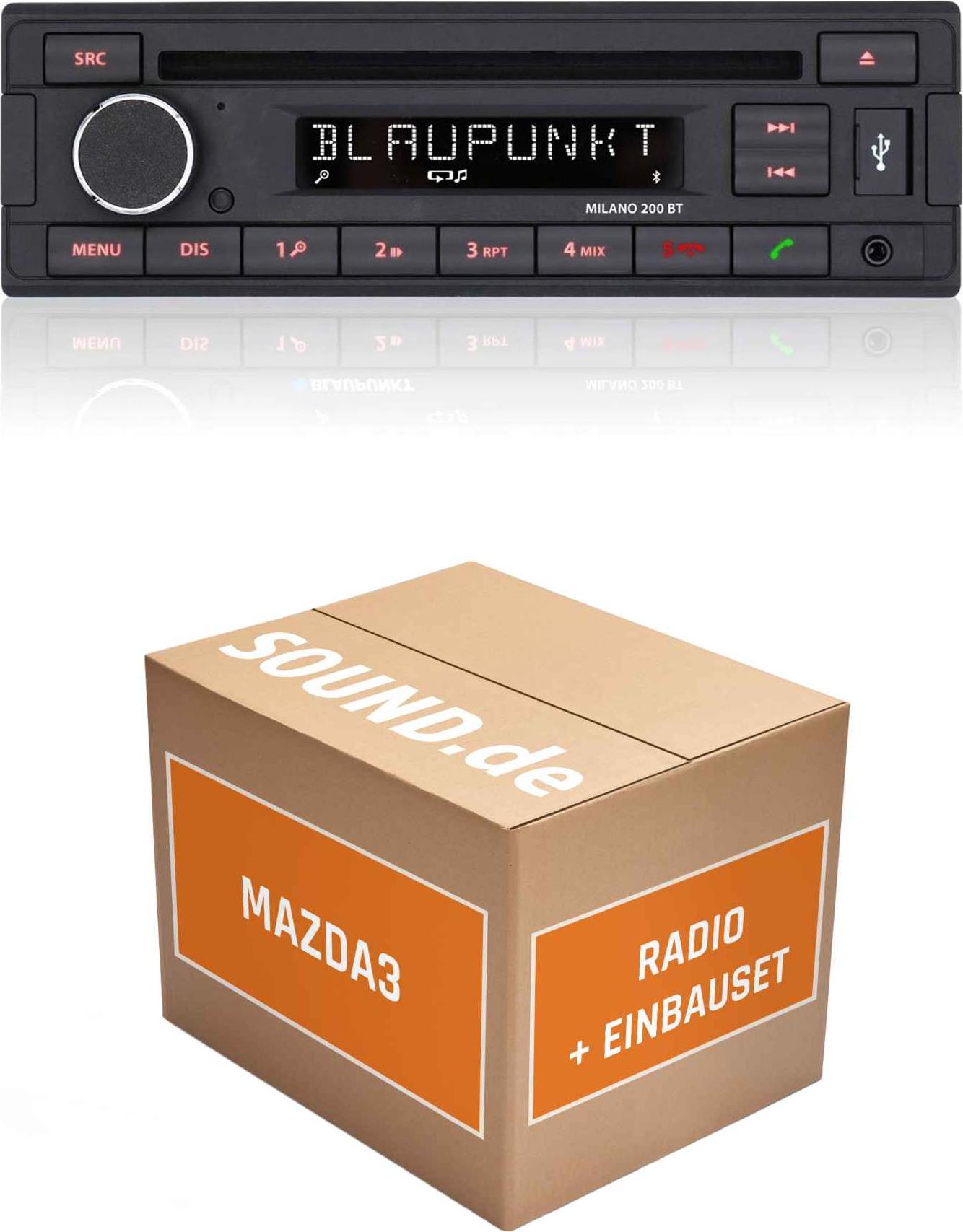 Autoradio Einbaupaket Blaupunkt Milano 200 BT passend für Mazda3 BM/BN | Bluetooth USB
