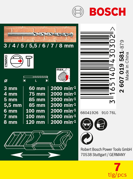 Bosch Mini-X-Line Steinbohrer-Set, 7-teilig 2607019581