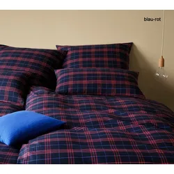 Elegante Soft-Flanell Bettwäsche Livingston - 55x220 cm + 40x80 cm	blau-rot
