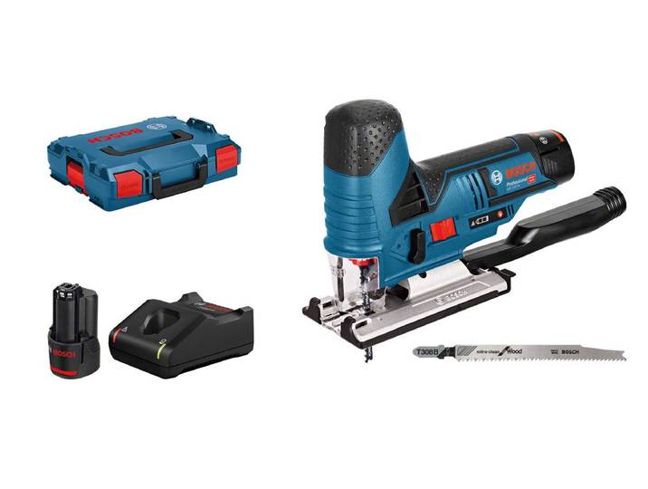 Stichsäge BOSCH PROFESSIONAL GST 12V-70, L-Boxx inkl, Akku , blau, H:171mm L:23,9mm, Sägemaschinen, Stichsäge
