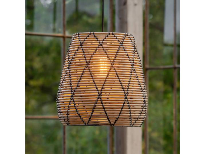 PR Home Außenhängeleuchte Lollo, Rattanoptik natur, Ø 38 cm Lollo, braun / rost, Kunststoff