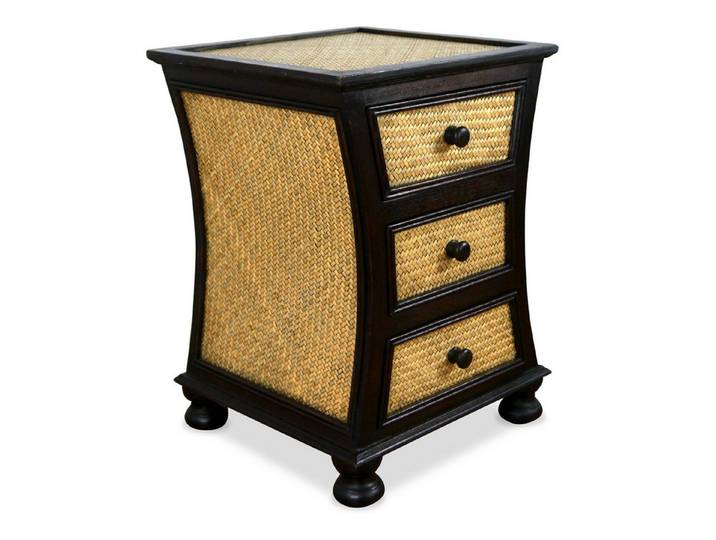 livasia Nachttisch Rattan Nachttisch 43x43x60cm – Handgeschnitzt mit Schubladen