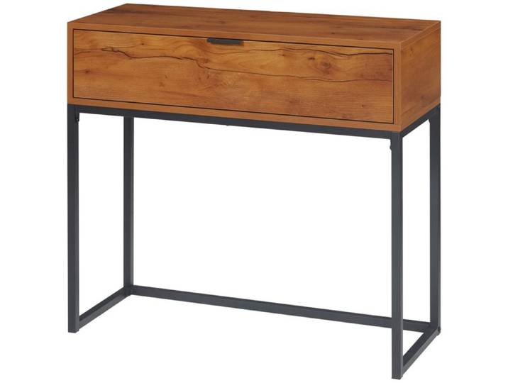LIA Console meuble tiroir acier marron 80x30x76cm