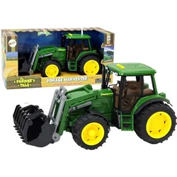 Lean Toys Traktor mit Bagger leuchtet grün