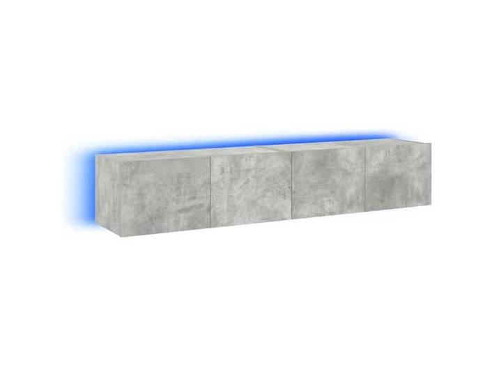 BEST-HOME Meuble de salon - UU - Meubles TV muraux et lumières LED 2pcs - gris béton 80x35x31 cm HH17565