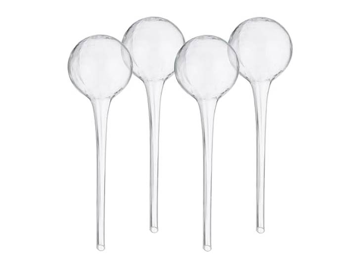 Relaxdays Bulle d’arrosage pour Vos Plantes\, en lot Pratique de 4\, en Verre\, H x D : 30 x 9 cm\, Transparent