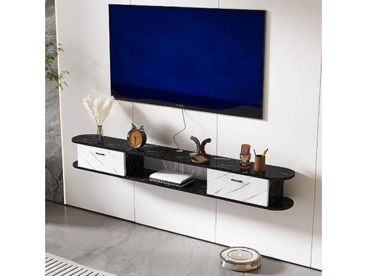 tv schrank Holz-TV-Konsole, Medienkonsole for Wohnzimmer und Schlafzimmer Wandmontierter TV-Schrank for Wohnzimmer, kleiner Raum