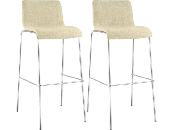 CLP Barhocker 2er Set mit Lehnen Hover, Barstühle stapelbar mit Stoffbezüge, Stapelstühle Metallgestelle bis 150 kg belastbar Farbe Creme Gestell Farbe Chrom