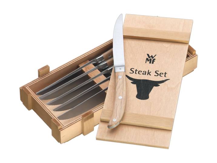 Steakmesser WMF Ranch 6 Stück , braun (hellbraun), 6 Stk., Edelstahl, Essmesser, Steakmesser