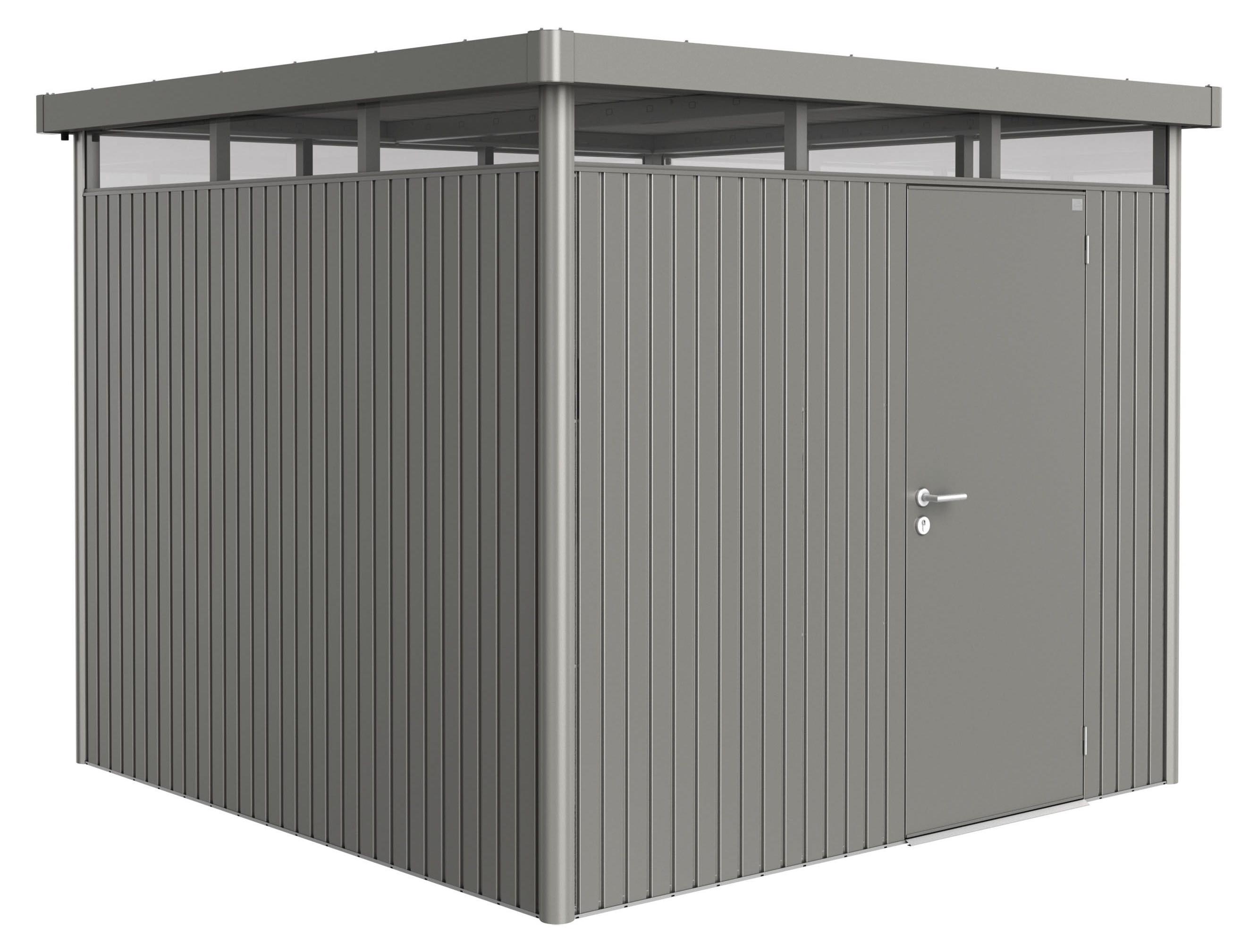 Biohort Highline, Metallschuppen, Einzelbild, Flachdach, Grau, Metall, Grau