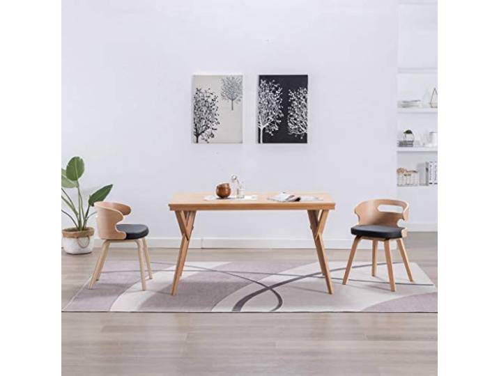 KGHFDVB Esszimmerstühle 2 STK. Schwarz Bugholz Kunstleder Bugholzrahmen, Kunstlederpolsterung, pflegeleichte Oberfläche, 110 kg Belastbarkeit, vielseitig einsetzbar