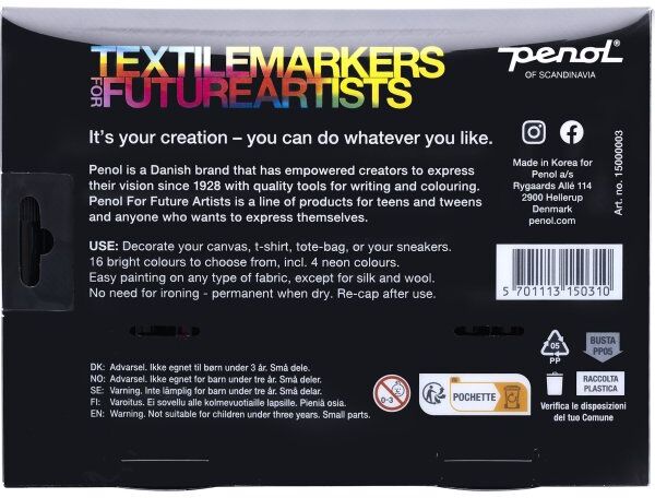 Penol Future Artist Textilmarkere   16 Farver