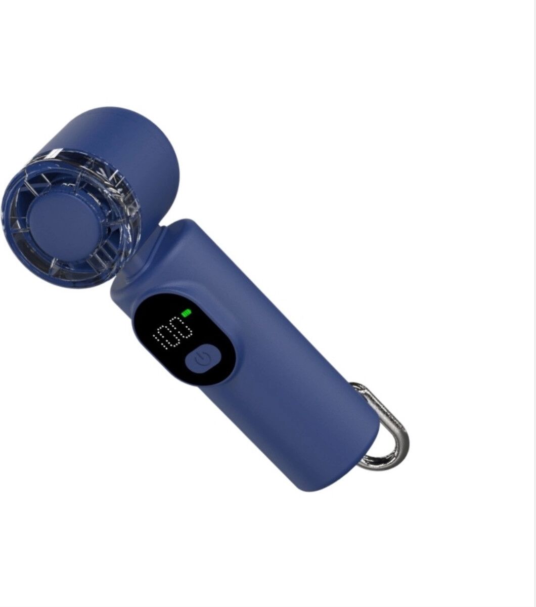 INF Hochgeschwindigkeits-Tischventilator — kompakter wiederaufladbarer USB-Ventilator mit LED-Digitalanzeige, fünf Blau