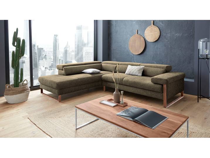 Ecksofa, Flachgewebe, Schwarz (Pepper S22) 281×230 cm, Kopfteilverstellung & Sitztiefenverstellung, Modern, W.SCHILLIG