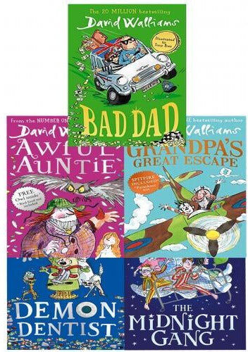 HARPERCOLLINS David Walliams 5 Books Set Collection (Series 2) (Midnight Gang, Bad Dad, Grandpas Great Escape, Awful Auntie, Demon Dentist)