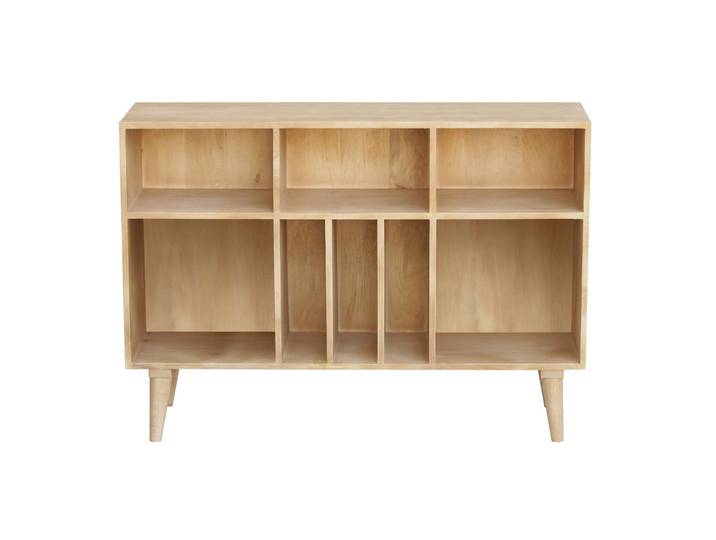 Buffet ouvert meuble de rangement bouteilles ou vinyles en bois manguier massif L120 cm ISIDRO