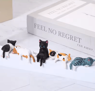 Inspire Picks Kawaii Cat Monitor Toppers Set Cute Desk Decor & Screen Edge Figurines 5 Pack 1 Set No.1
