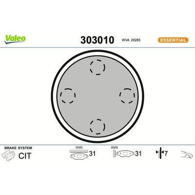 VALEO Bremsbelagsatz, Scheibenbremse 303010 Vorderachse für Citroën