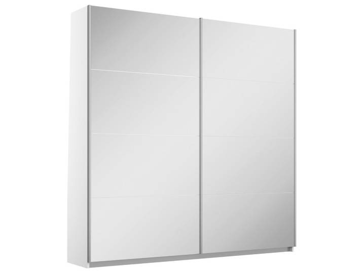 Schwebetürenschrank, Silber & Weiß, 181x197x61 cm, Holzwerkstoff, 2 Fächer, Made in Germany, Rauch