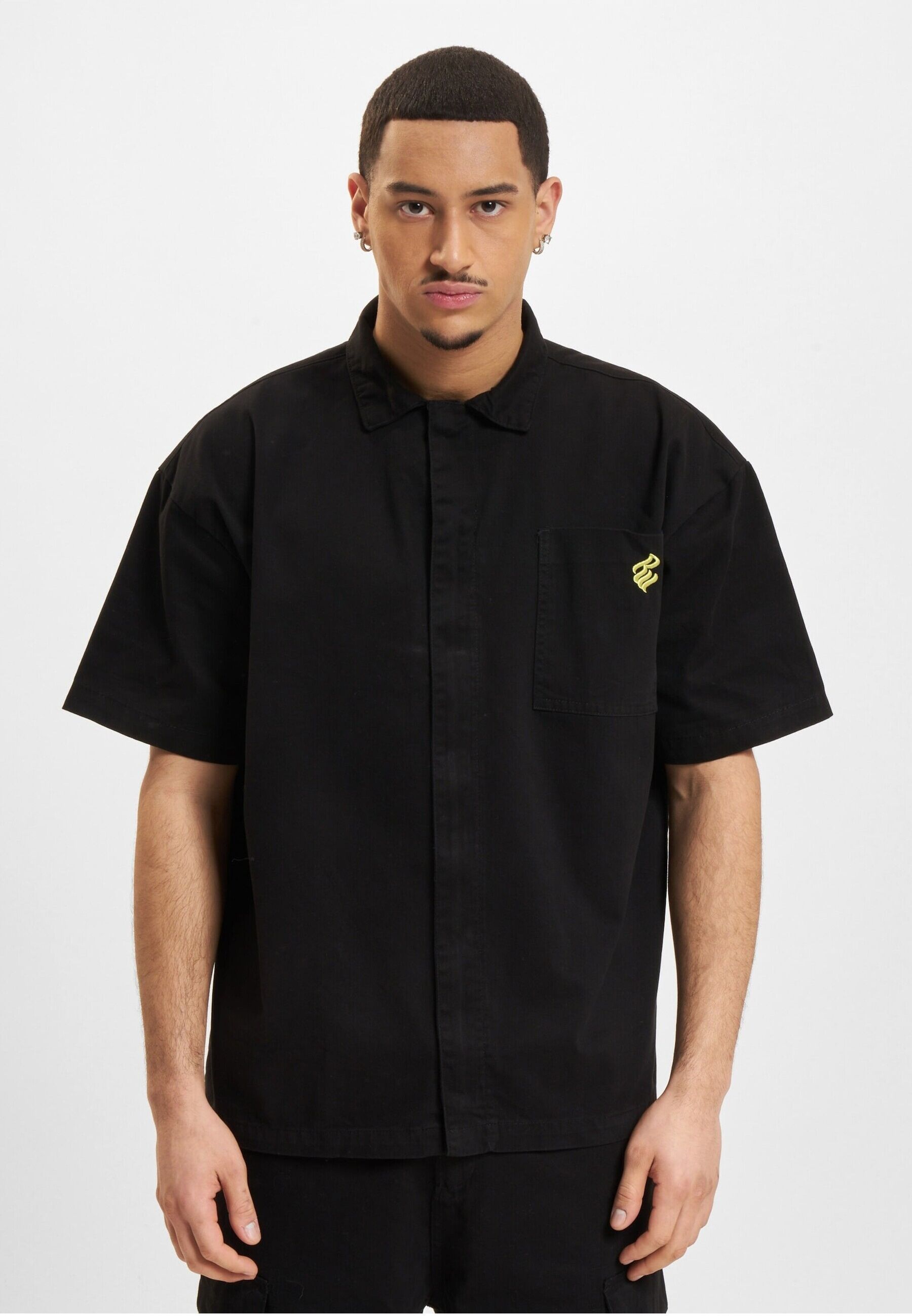 Langarmhemd ROCAWEAR "Rocawear Rocawear Back Shirts", Herren, Gr. S, US-Größen, schwarz, 100% Baumwolle, normal, Hemden