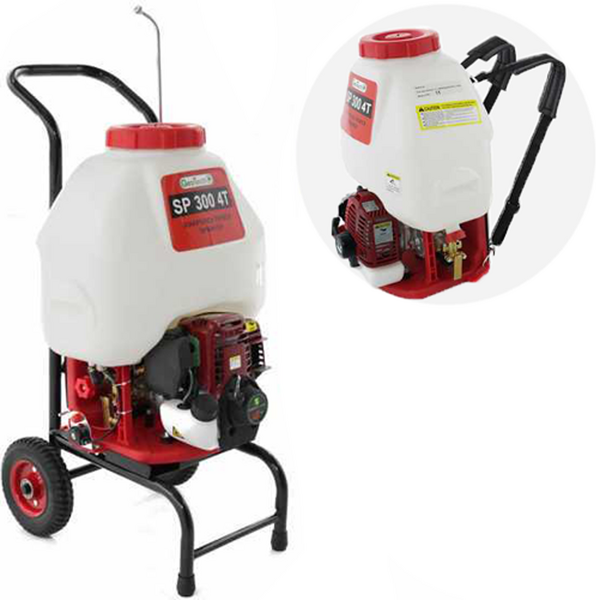 Rückenspritze GeoTech SP 300 4Takter mit Trolley-System und Benzin-Motor