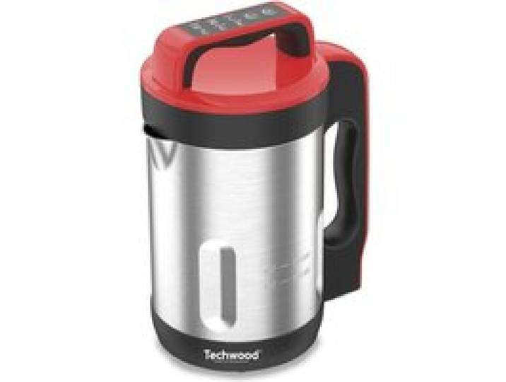 Techwood Blender Chauffant TSM-1655 1.6L 1000W Inox Rouge 6 Programmes pour Soupe et Compote