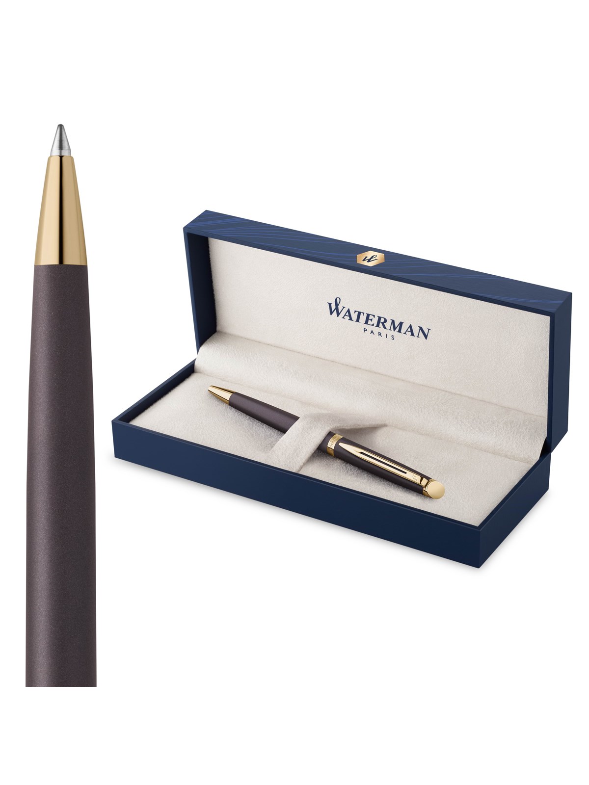 Waterman Hémisphère Ballpoint Pen | Lava Black (The Understated Edit Collection) | Medium Point with Blue Ink | Gift Box