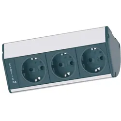 Schulte, Steckdosenleiste, Elektrotechnik Steckdosenelement EVOLINE DOCK CUISINE 3f Steckdose, silber, 2,5m (3x, 2.50 m)