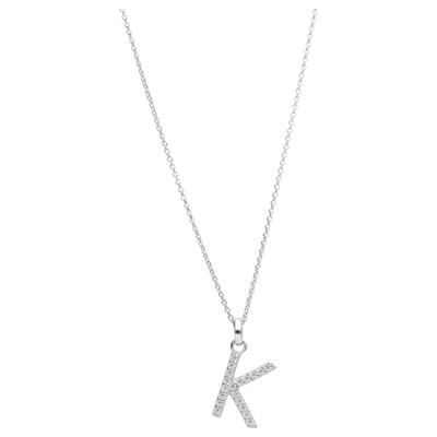 Kette mit Anhänger SMART JEWEL "Buchstabe K mit Zirkonia Steine, Silber 925", silber, Halsketten, Damen, 45cm