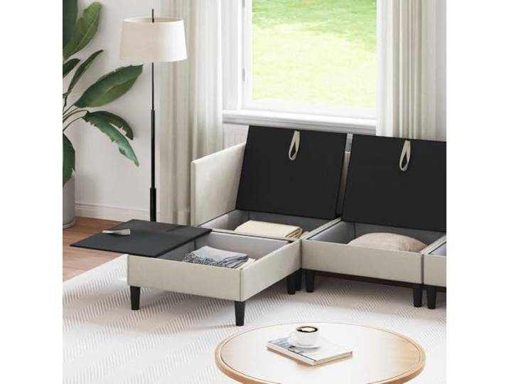KTHLBRH Wohnzimmer-Sofa-Set, 6-teilig, Hafer 100 % Polyester, feste Kissen, Rahmen aus Sperrholz, modernes Design
