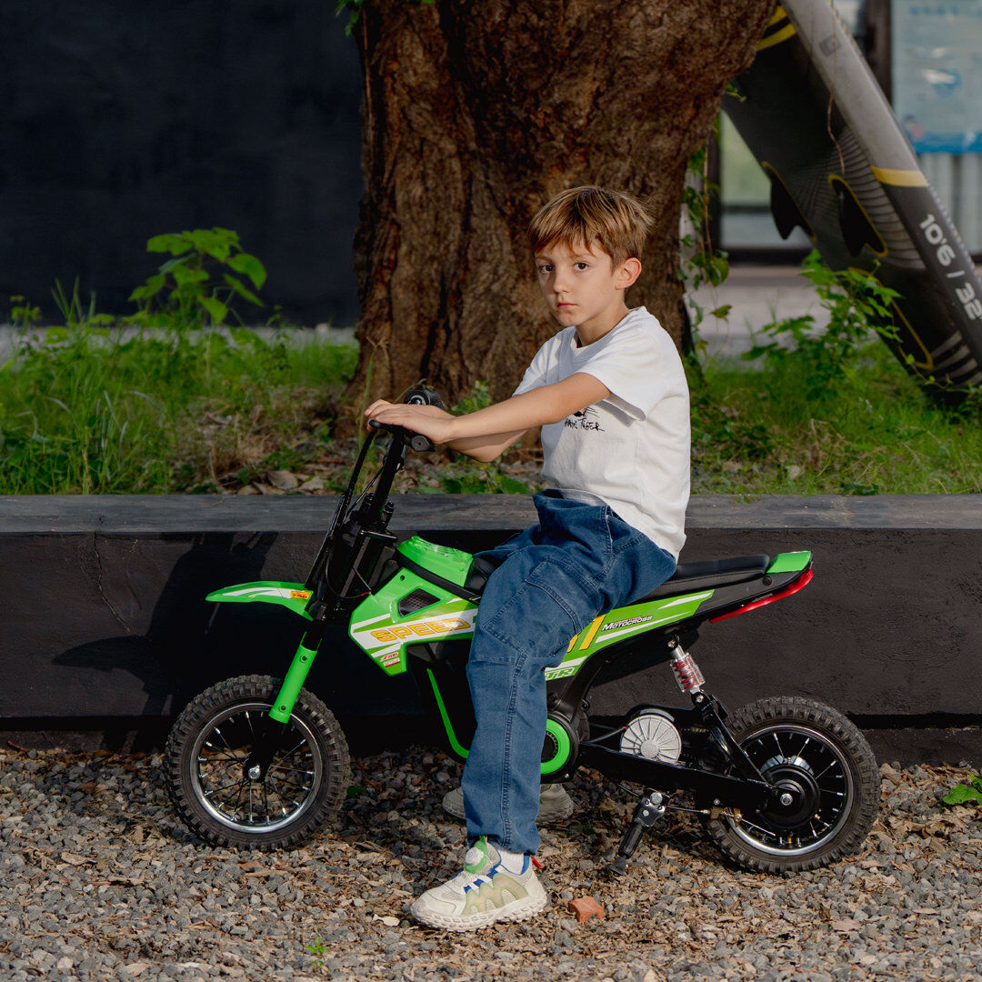 Ivy Bronx AIYAPLAY 24V Battery Powered Ride On Motorcycle with Rear Suspension Green 1