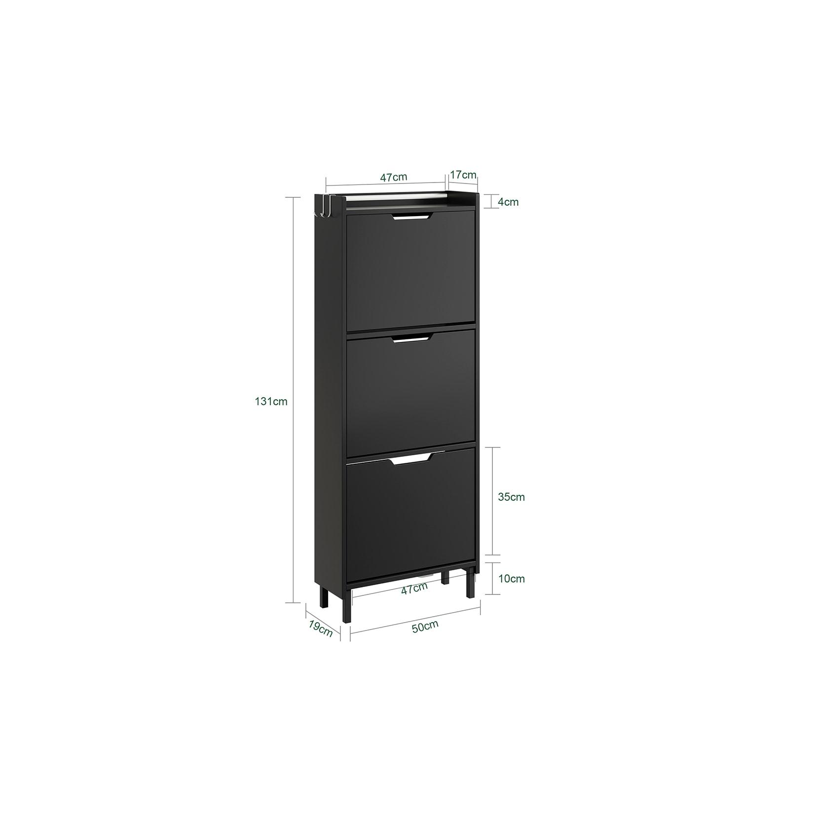 SoBuy Schuhschrank 3 Türen Schwarz 50x19x131cm Modern