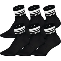 HUDDLE 6pk Short Crew Socks Double Stripe Unisex Socken
