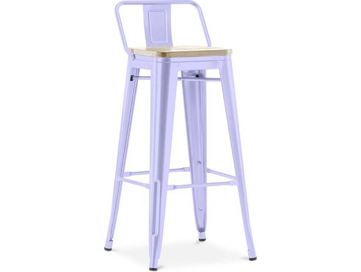 Tabouret de bar avec dossier - design industriel - 76 cm - Metalix Lavande