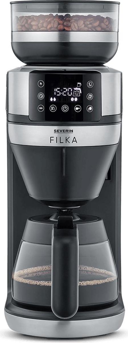 Severin Filterkaffee-Vollautomat FILKA KA 4850 gebürstetmattschwarzsilber Filterkaffeemaschine Kaffeemaschine Filterkaffee Kaffeezubereiter Filterkaffee-vollautomat