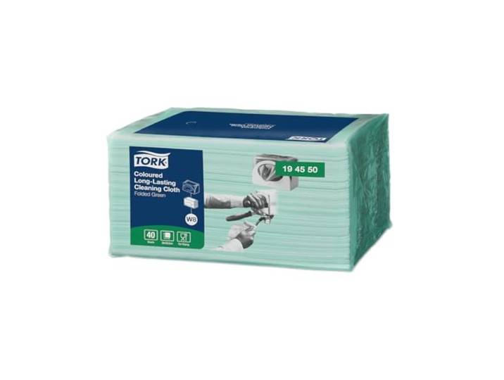 Tork Long Lasting Gevouwen Reinigingsdoek Groen W8, Multifunctioneel, 8 x 40 doeken, 194550