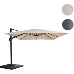 Gastronomie-Ampelschirm HWC-A96, 3x4m (Ø5m) schwenkbar, Polyester/Alu 26kg ~ creme mit Ständer, drehbar