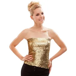 Pailletten-Bandeautop, gold