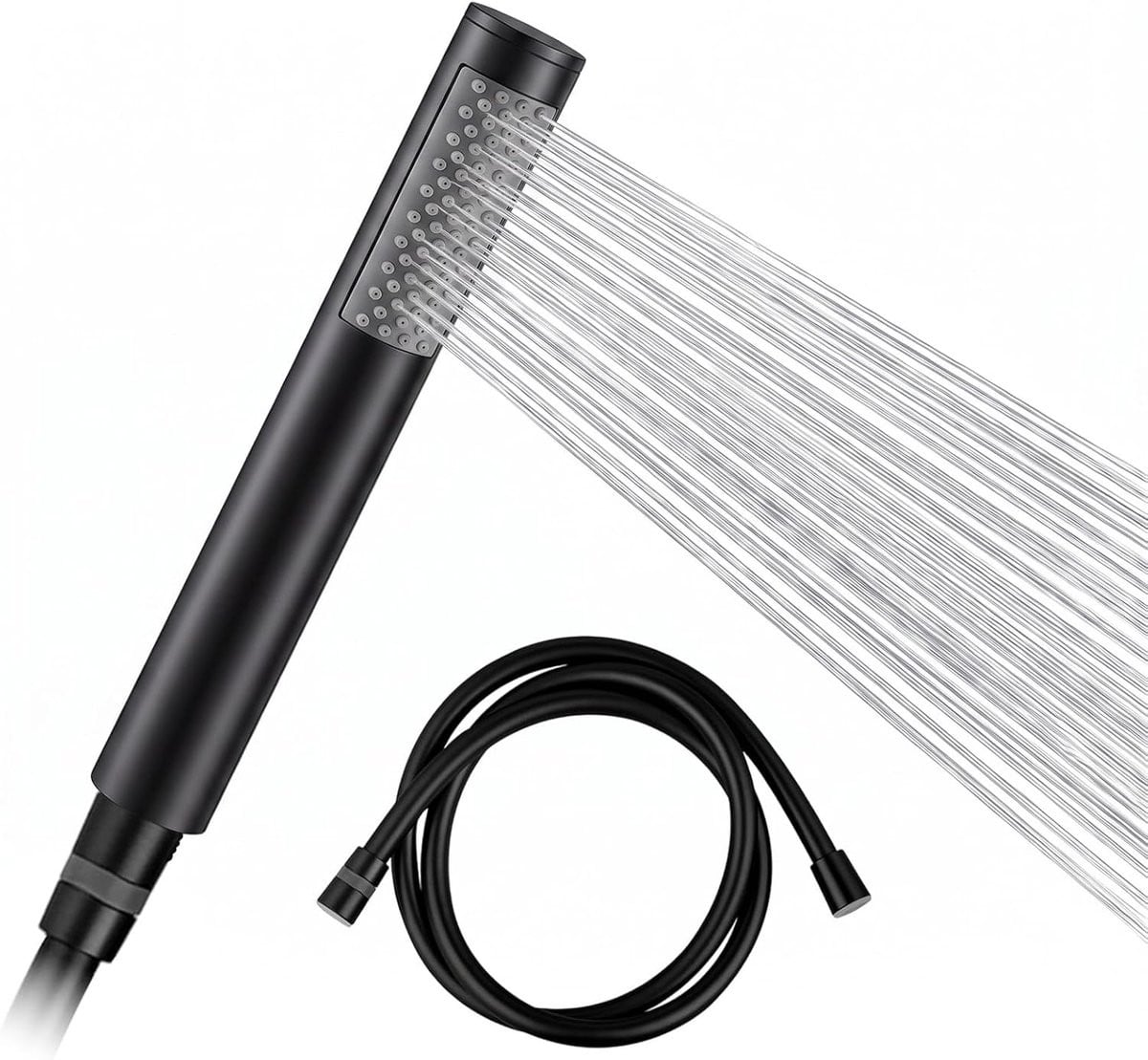 Zwarte handdouche voor badkamer met 1,5m PVC slang