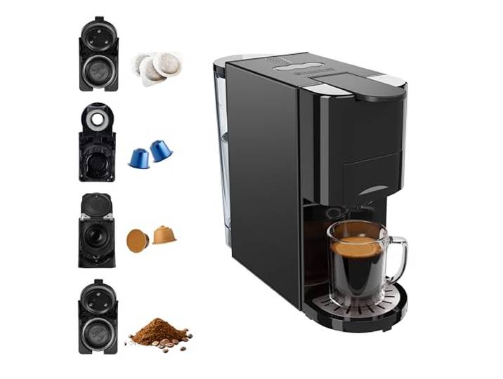 Princess Multi-Kapselmaschine, 800 ml, 19 bar, 4-in-1-System 1450 W, Edelstahlgehäuse, Einstellbare Kaffeemenge, Trockengehschutz, 01.249454.01.001