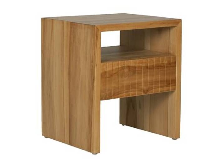 Vente-unique-Nachttisch – 1 Schublade & 1 Fach – Teakholz – Naturfarben – REVUKA