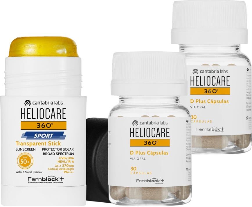 Heliocare 360º D Plus 2x30 cápsulas + REGALO 360º Sport Transparent Stick Protector Solar SPF50+ 25 g